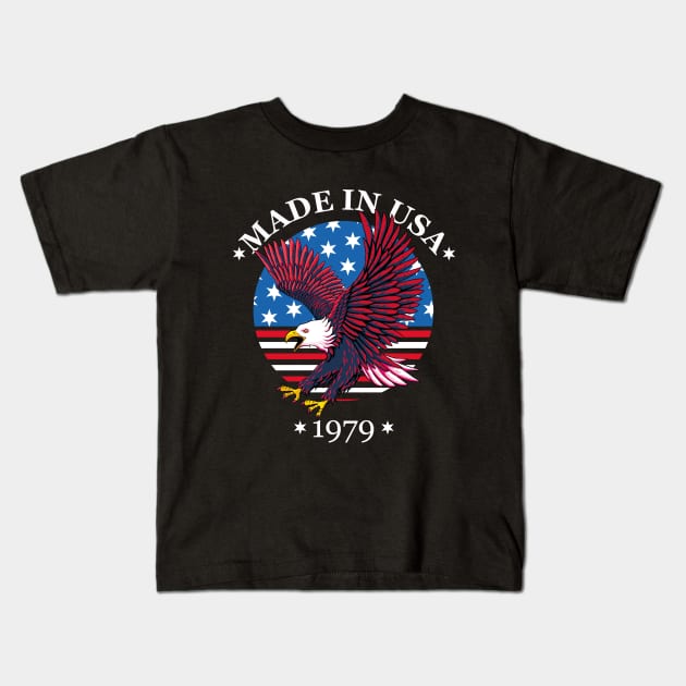 Made in USA 1979 - Patriotic Eagle Kids T-Shirt by TMBTM